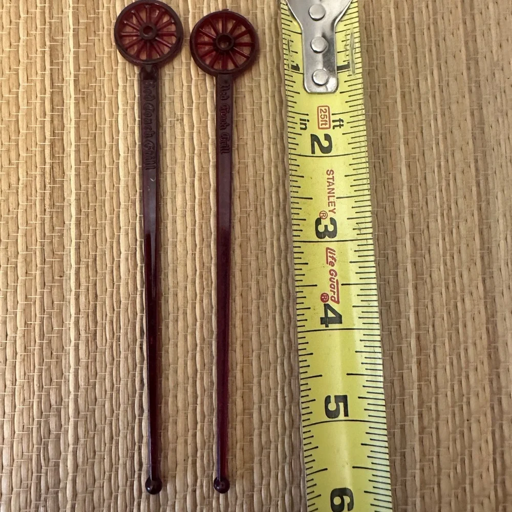 Red Coach Grill Swizzle Sticks Vintage 60s Pair